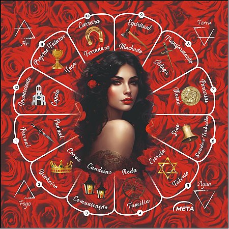 Toalha Cigana Cartas 70x70cm Vermelho Vivo