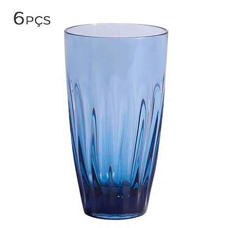 CJ. DE COPO DE ACRILICO AZUL 560ML - 6PÇS