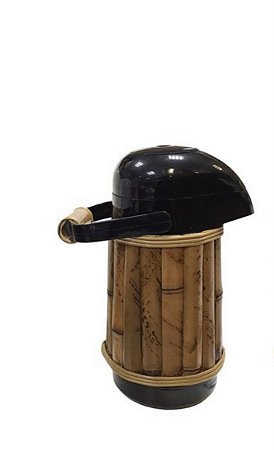 GARRAFA TÉRMICA PRETA DE BAMBU - 500 ML