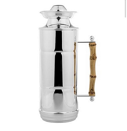 GARRAFA TÉRMICA EM PRATA E BAMBU 500ml