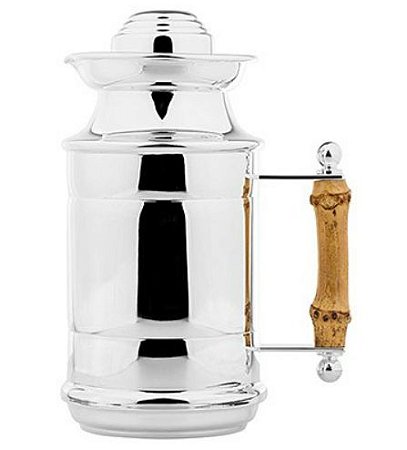 GARRAFA TÉRMICA EM PRATA E BAMBU 250ML