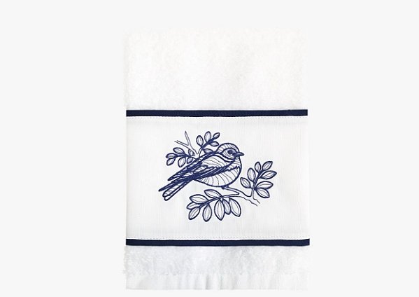 TOALHA BORDADA PARA LAVABO - PÁSSARO AZUL