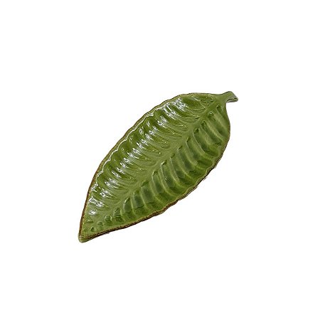 PETISQUEIRA / PRATO DE CERÂMICA FOLHA BANANA NATIVA VERDE