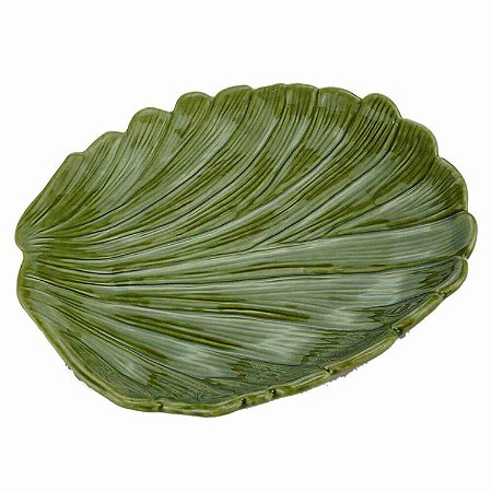 PETISQUEIRA / PRATO DE CERÂMICA FOLHA NATIVA VERDE M