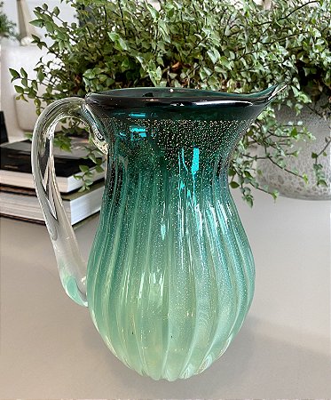 JARRA EM MURANO MALVA - DEGRADÊ VERDE PETRÓLEO