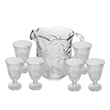 CJ 7 PEÇAS JARRA COM 6 TAÇAS DE CRISTAL PALM