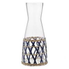 JARRA DE VIDRO E RATTAN AZUL 6,8CMX 10CMX 24,8CM