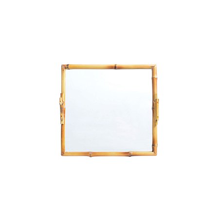 BANDEJA ANTONELLA QUADRADA BAMBU E VIDRO COM ALÇA - G