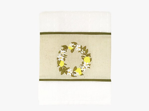 TOALHA BORDADA PARA LAVABO - ARCO DE FLORES COM LIMÃO