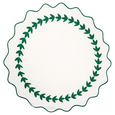 JOGO AMERICANO IMPERMEÁVEL - C/ BORDADO FLOR DE LÓTUS VERDE
