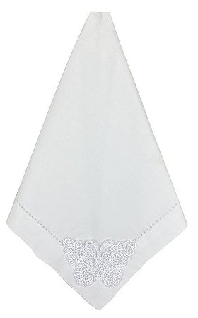 GUARDANAPO DE MESA BRANCO - COM BORDADO BORBOLETA