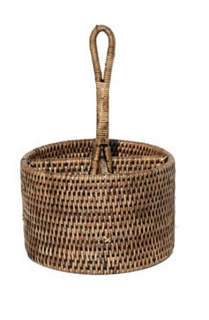 PORTA TALHER / GALHETEIRO DE RATTAN REDONDO
