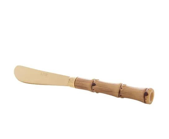 CJ 6 ESPÁTULAS DOURADO COM CABO DE PLÁSTICO BAMBU