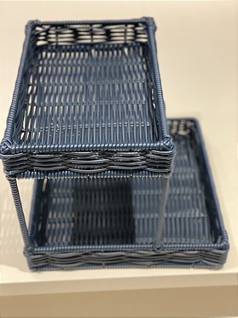 PORTA PÃES E AFINS DUPLO TRANCOSO - VIME AZUL MARINHO
