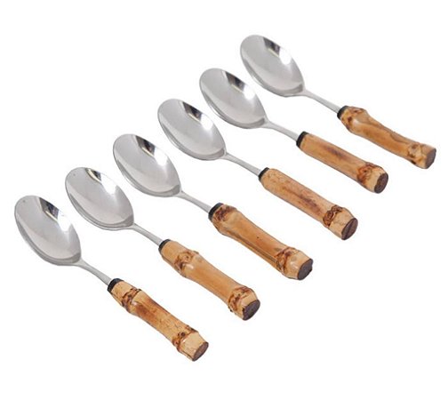 SET COLHER DE CHÁ DE BAMBU