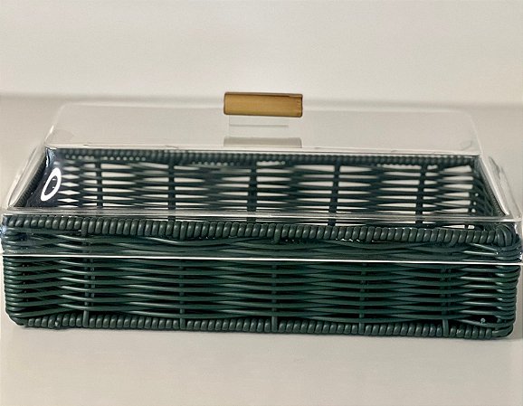 CESTA DE PÃO DE FORMA TRANCOSO COM TAMPA DE ACRÍLICO- VERDE MUSGO