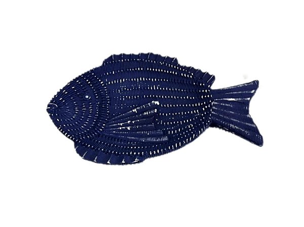 ENFEITE DECORATIVO / DESCANSO DE TALHER DE SERVIR - PEIXE AZUL G