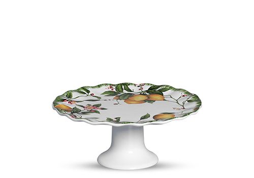BOLEIRA / PRATO PARA BOLO OU TORTA C/ PE POSITANO LIMÃO SICILIANO- CERÂMICA - G