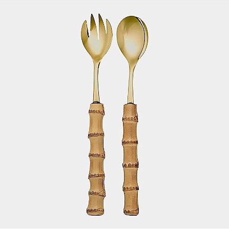 CONJUNTO DE SALADA DOURADO - BAMBU NATURAL