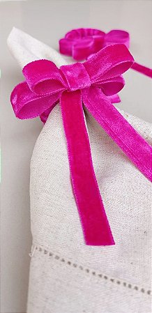 PORTA GUARDANAPO LAÇO VELUDO ROSA