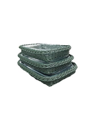KIT 3 TRAVESSAS RETANGULARES TRANCOSO EM VIME VERDE MUSGO