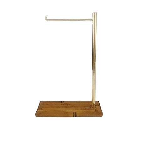 PORTA TOALHA DOURADO COM BAMBU
