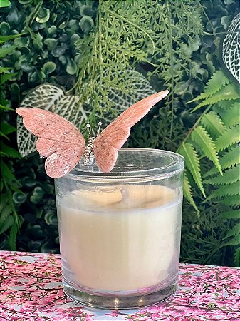 VELA AROMÁTICA  COM TAMPA - BORBOLETA ROSA