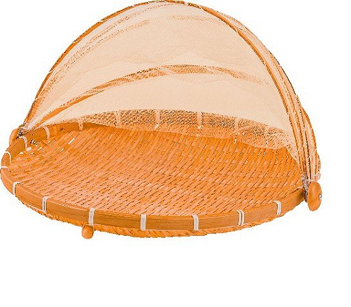 CESTA PARA PÃO E BOLO COM COBERTURA LARANJA - P