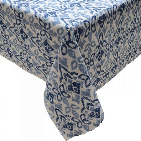 TOALHA DE MESA RETANGULAR IKAT AZUL 3M