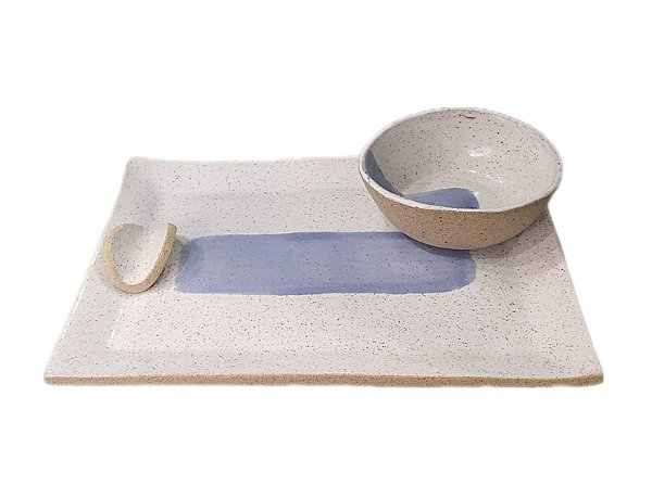 CONJ. 3 PEÇAS NORONHA PARA SUSHI PINCELADA AZUL