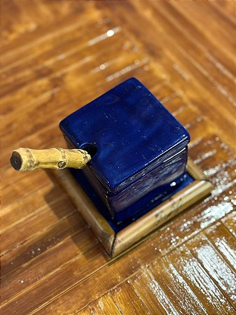 AÇUCAREIRO CERÂMICA AZUL - BAMBU (LINHA CAFÉ)