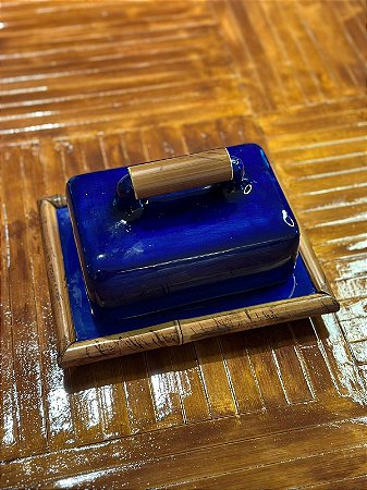 MANTEIGUEIRA QUADRADA AZUL - BAMBU (LINHA CAFÉ)