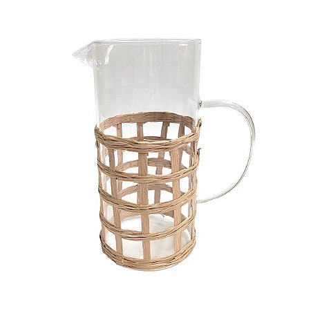 JARRA DE VIDRO COM RATTAN TRANÇADO