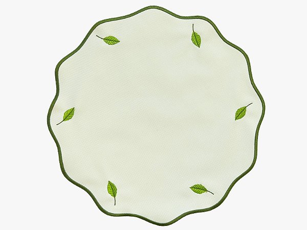 JOGO AMERICANO REDONDO CIRANDA DE FOLHAS VERDES