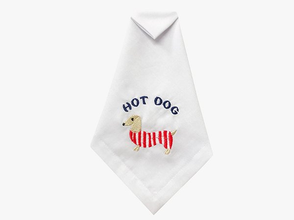 GUARDANAPO BRANCO BORDADO HOT DOG (LINHA HAMBÚRGUER)