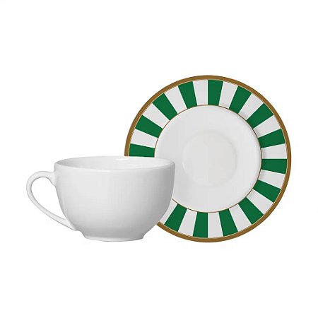 XÍCARA DE CHÁ COM PIRES STRIPE VERDE - UNIDADE