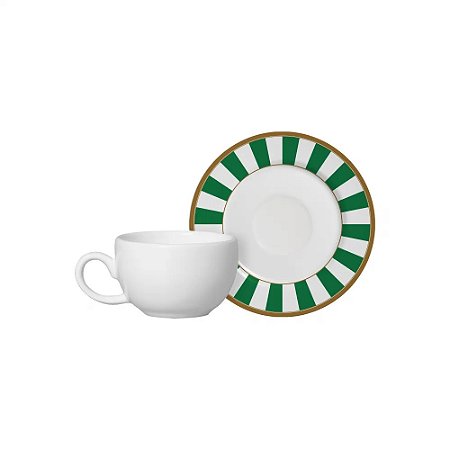 XÍCARA DE CAFÉ COM PIRES STRIPE VERDE - UNIDADE