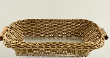 CESTA TRANCOSO RETANGULAR M COM ALÇA DE BAMBU - CARAMELO