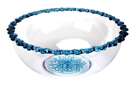 SALADEIRA ACRILICO COM BORDA CORAL AZUL