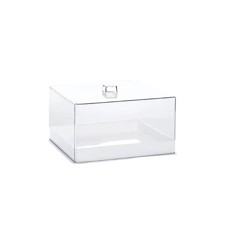 PORTA FRIOS E FRUTAS DIAMOND COM TAMPA ACRILICO E BASE BRANCA - G