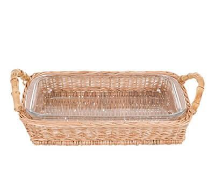 SUPORTE / TRAVESSA RETANGULAR EM VIME NATURAL COM ALÇA BAMBU - G