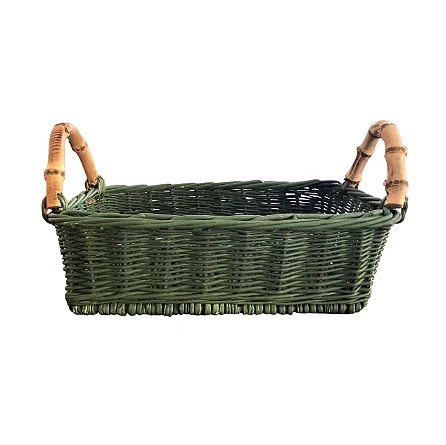 CESTA DE PÃO EM VIME VERDE COM ALÇA DE BAMBU - M (LINHA CAFÉ)