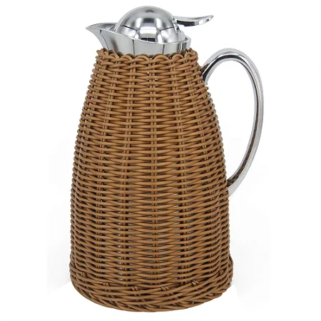 GARRAFA TÉRMICA AÇO INOX C/ RATTAN MARROM ARTIFICIAL 1,5L