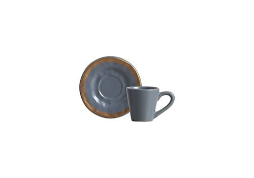 XÍCARA DE CAFÉ COM PIRES AZUL E FILETE AMASSADA