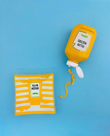 BOWL / PETISQUEIRA QUADRADA DE VIDRO - MOSTARDA (LINHA HAMBÚRGUER)