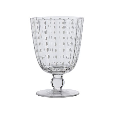 TAÇA DE VIDRO TRANSPARENTE COM PESPONTOS BRANCOS