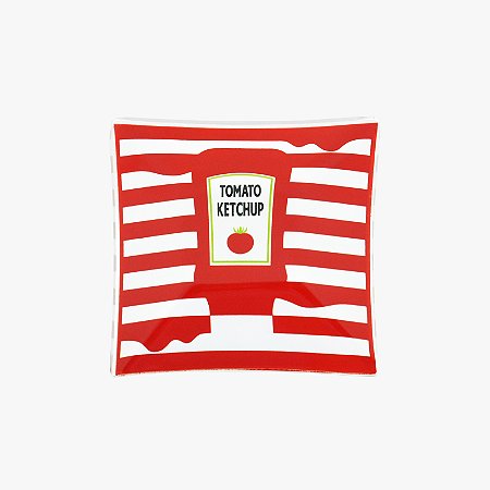 BOWL / PETISQUEIRA QUADRADA DE VIDRO - KETCHUP (LINHA HAMBÚRGUER)