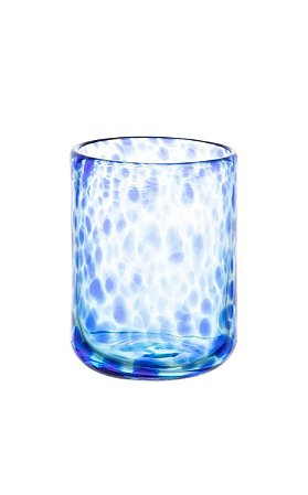 COPO BAIXO DE VIDRO AZUL - TARTARUGA