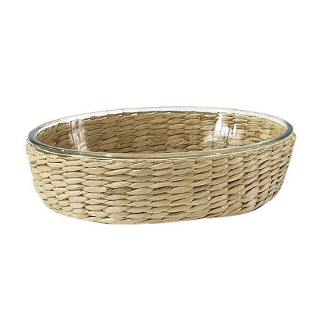 SUPORTE OVAL EM FIBRA NATURAL COM REFRATÁRIO DE VIDRO - M