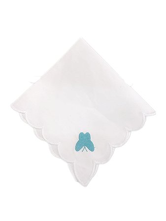 GUARDANAPO PERCAL BRANCO COM BORBOLETAS AZUL